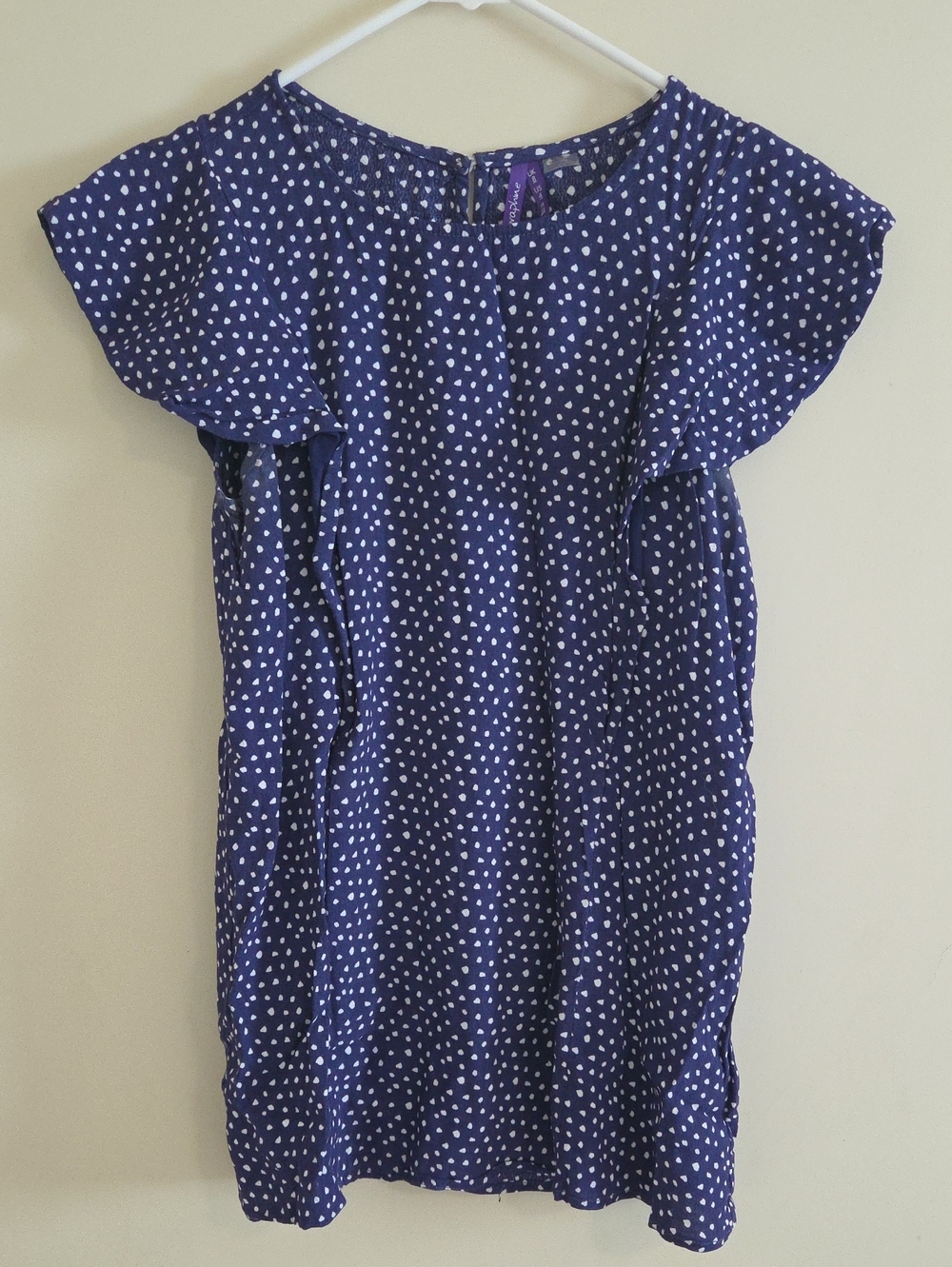 Maternity Navy Print Flutter Sleeve Top